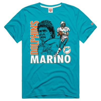 Unisex Miami Dolphins Dan Marino Homage Aqua Retired Player Classic Caricature T-Shirt