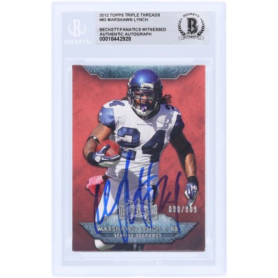 Marshawn Lynch Seattle Seahawks Autographed 2012 Topps Triple Threads #83 #/989 Beckett Fanatics Witnessed Authenticated Card