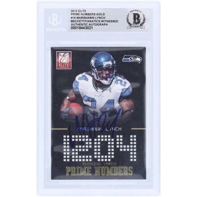 Marshawn Lynch Seattle Seahawks Autographed 2012 Panini Donruss Elite Prime Numbers Gold #16 #/149 Beckett Fanatics Witnessed Authenticated Card