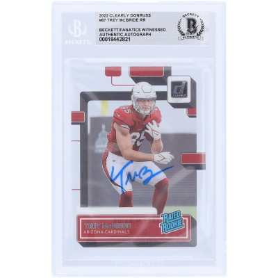Trey McBride Arizona Cardinals Autographed 2022 Panini Clearly Donruss #87 Beckett Fanatics Witnessed Authenticated Rookie Card