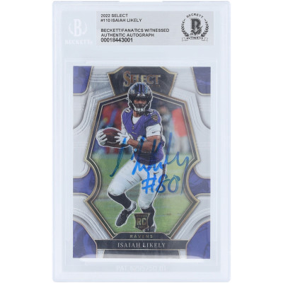 Карточка Isaiah Likely Baltimore Ravens Autographed 2022 Panini Select #110 Beckett Fanatics Witnessed Authenticated