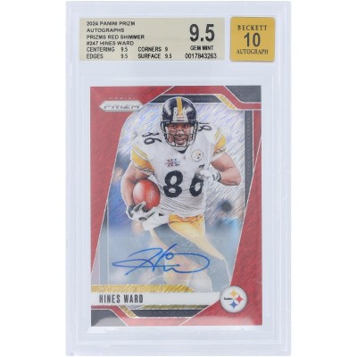 Hines Ward Pittsburgh Steelers Autographed 2024 Panini Prizm Red Shimmer Prizm #247 #3/35 BGS Authenticated 9.5/10 Card - 9.5,9,9.5,9.5 Subgrades