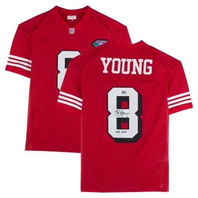Steve Young San Francisco 49ers Autographed Fanatics Authentic Scarlet Mitchell & Ness Authentic Jersey with HOF 2005 Inscription