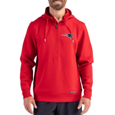 New England Patriots Cutter & Buck Red Roam Eco Half-Zip Recycled Pullover Hoodie