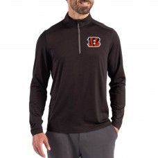 Cincinnati Bengals Cutter & Buck Black Coastline Epic Comfort Recycled Quarter-Zip Pullover
