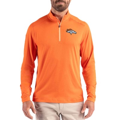 Denver Broncos Cutter & Buck Orange Coastline Epic Comfort Recycled Quarter-Zip Pullover
