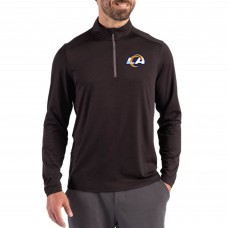 Los Angeles Rams Cutter & Buck Black Coastline Epic Comfort Recycled Quarter-Zip Pullover
