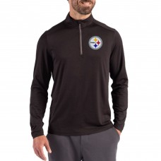Pittsburgh Steelers Cutter & Buck Black Coastline Epic Comfort Recycled Quarter-Zip Pullover