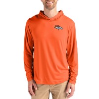 Denver Broncos Cutter & Buck Orange Coastline Epic Comfort Recycled Long Sleeve Hoodie T-Shirt