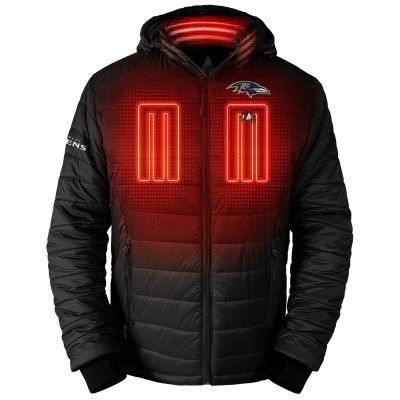 Толстовка Baltimore Ravens ActionHeat Black 5V Battery Heated Full-Zip Puffer Jacket