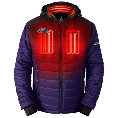 Толстовка Baltimore Ravens ActionHeat Purple 5V Battery Heated Full-Zip Puffer Jacket