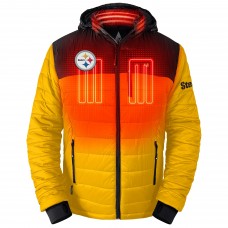 Pittsburgh Steelers ActionHeat Black/Gold 5V Battery Heated Colorblock Full-Zip Puffer Jacket