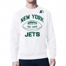 New York Jets Starter White Green and White Forever Fleece Sweatshirt New York Jets Starter White Green and White Forever Fleece Sweatshirt