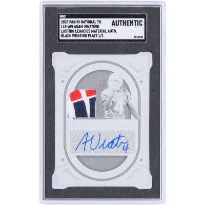 Adam Vinatieri New England Patriots Autographed 2023 Panini National Treasures Black Printing Plate Lasting Legacies Material Tri-Color Logo Relic #LLE-AVI #1/1 SGC Authenticated Auth Card