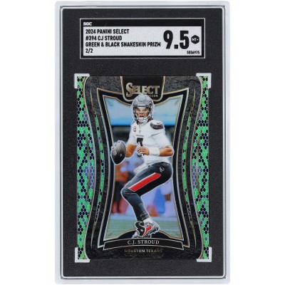 C.J. Stroud Houston Texans 2024 Panini Select Green & Black Snakeskin Prizm #394 #2/2 SGC Authenticated 9.5 Card