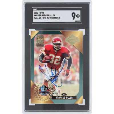 Marcus Allen Kansas City Chiefs Autographed 2003 Topps Hall Of Fame #HOF-MA SGC Authenticated 9 Card