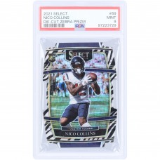 Nico Collins Houston Texans 2021 Panini Select Die-Cut Zebra Prizm #69 PSA Authenticated 9 Rookie Card