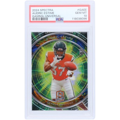 Audric Estime Denver Broncos 2024 Panini Spectra Gamma Universal #G-AEE #4/10 PSA Authenticated 10 Rookie Card