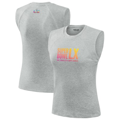 Женская Super Bowl LX WEAR by Erin Andrews Gray Raglan Tank Top