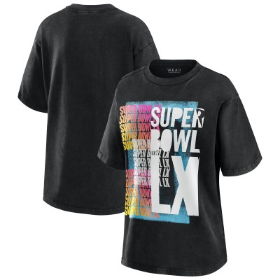 Женская Super Bowl LX WEAR by Erin Andrews Black Vintage Boyfriend T-Shirt