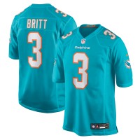 Miami Dolphins K.J. Britt Nike Aqua Team Game Jersey