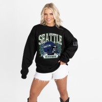 Женская Seattle Seahawks Gameday Couture Black Oversized Victory Lane Black Label Premium Fleece Sweatshirt
