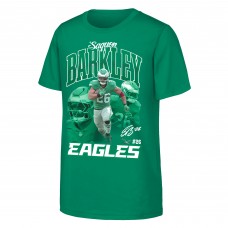 Подростковая Philadelphia Eagles Saquon Barkley Outerstuff Green Midnight Triple Pic T-Shirt