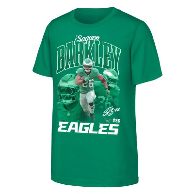Подростковая Philadelphia Eagles Saquon Barkley Outerstuff Green Midnight Triple Pic T-Shirt