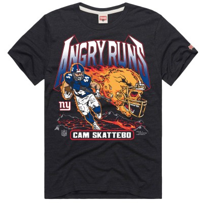 Unisex New York Giants Cam Skattebo Homage Black Angry Runs Player Graphic Tri-Blend T-Shirt