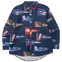 New York Giants x Brigade Navy Vintage Pennant Button-Up Long Sleeve Shirt