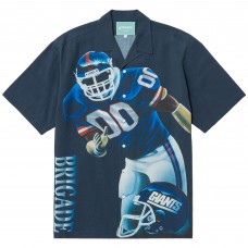 New York Giants x Brigade Navy Lineman Rayon Full-Button Shirt
