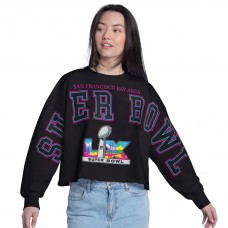 Женская Super Bowl LX G-III 4Her by Carl Banks Black Bleachers French Terry Cropped Sweatshirt Женская Super Bowl LX G-III 4Her by Carl Banks Black Bleachers French Terry Cropped Sweatshirt