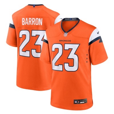 Denver Broncos Jahdae Barron Nike Orange Team Game Jersey