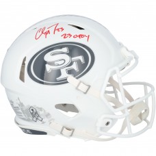 Christian McCaffrey San Francisco 49ers Autographed Fanatics Authentic Riddell 2024 Salute to Service Speed Authentic Helmet with 23 OPOY Inscription