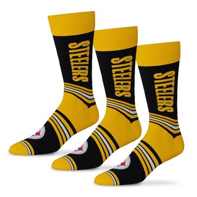 Unisex Pittsburgh Steelers Starter Black Rally Cry 3-Pack Socks Set