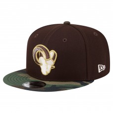 Бейсболка Los Angeles Rams New Era Dark Brown Burnt Wood Camo 9FIFTY Snapback