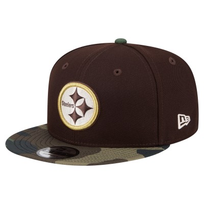 Бейсболка Pittsburgh Steelers New Era Dark Brown Burnt Wood Camo 9FIFTY Snapback