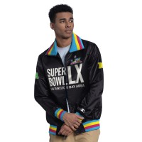 Super Bowl LX Starter Black Captain Full-Zip Varsity Jacket