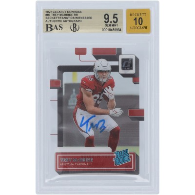 Trey McBride Arizona Cardinals Autographed 2022 Panini Clearly Donruss Rated Rookie #87 Beckett Fanatics Witnessed Authenticated 9.5/10 Rookie Card
