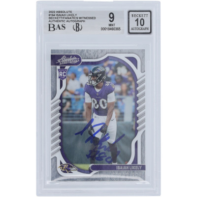 Карточка Isaiah Likely Baltimore Ravens Autographed 2022 Panini Absolute #164 Beckett Fanatics Witnessed Authenticated 9/10