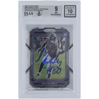 Карточка Isaiah Likely Baltimore Ravens Autographed 2022 Panini Prizm #363 Beckett Fanatics Witnessed Authenticated 9/10