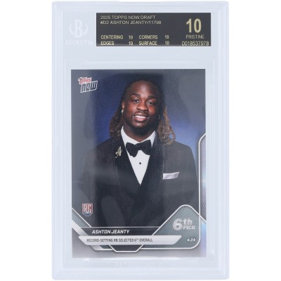 Ashton Jeanty Las Vegas Raiders 2025 Topps Now Record-Setting RB Selected 6th Overall Black Label #D-2 BGS Authenticated 10 Rookie Card - 10,10,10,10 Subgrades