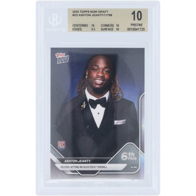 Ashton Jeanty Las Vegas Raiders 2025 Topps Now Record-Setting RB Selected 6th Overall #D-2 BGS Authenticated 10 Rookie Card - 10,10,9.5,10 Subgrades