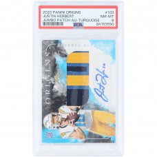 Justin Herbert Los Angeles Chargers Autographed 2020 Panini Origins Tri-Color RPA #103 #12/25 PSA Authenticated 8 Rookie Card