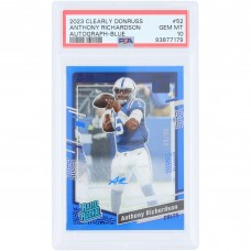 Anthony Richardson Indianapolis Colts Autographed 2023 Panini Clearly Donruss Blue #52 #89/99 PSA Authenticated 10 Rookie Card