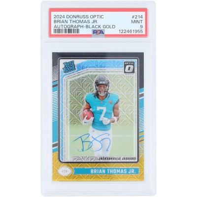 Brian Thomas Jr. Jacksonville Jaguars Autographed 2024 Panini Donruss Optic Black Gold Prizm #214 #14/60 PSA Authenticated 9 Rookie Card