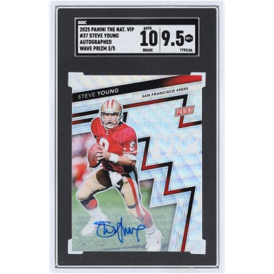 Steve Young San Francisco 49ers Autographed 2025 Panini The National VIP Wave Prizm #37 #3/5 SGC Authenticated 9.5/10 Card