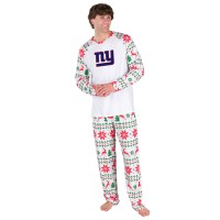 New York Giants Concepts Sport White Tidings All-Over Print Knit Long Sleeve Top & Pants Set