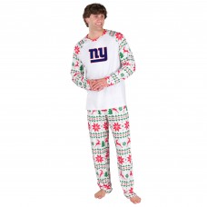 New York Giants Concepts Sport White Tidings All-Over Print Knit Long Sleeve Top & Pants Set