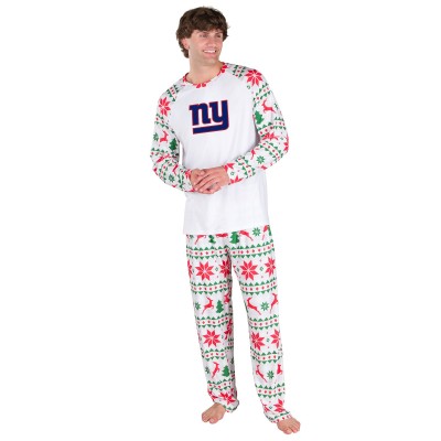 New York Giants Concepts Sport White Tidings All-Over Print Knit Long Sleeve Top & Pants Set